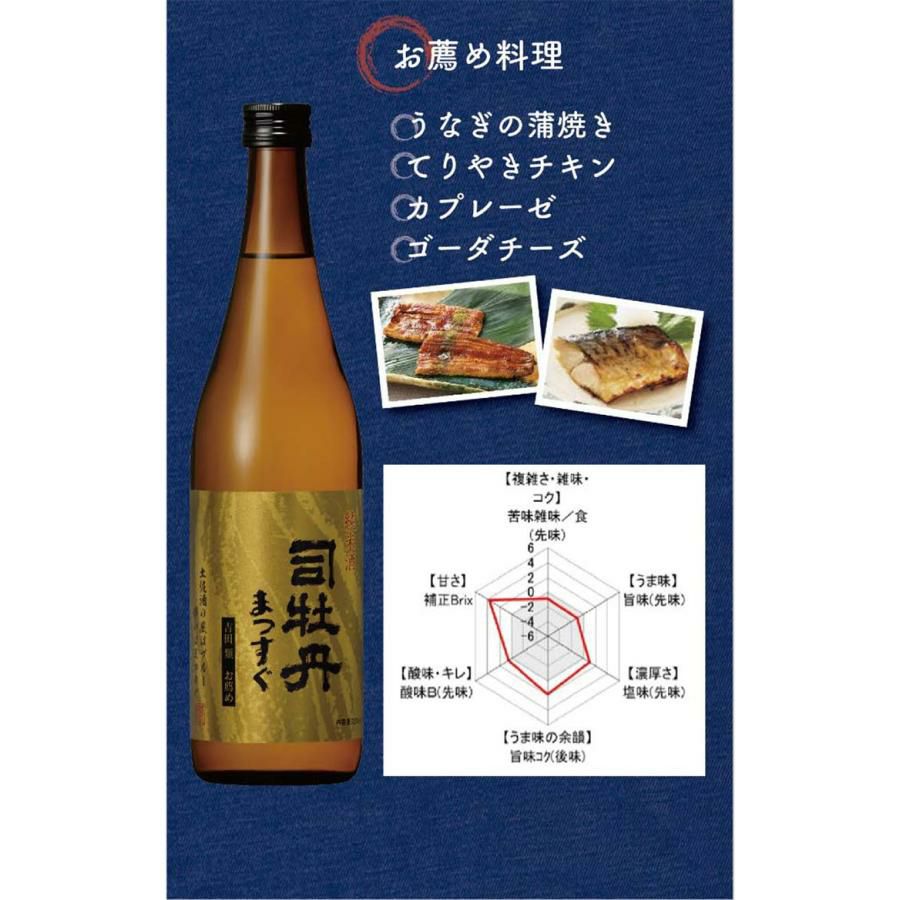日本酒 司牡丹酒造 吉田類お薦め 純米酒 司牡丹 まつすぐ 720ml 6本