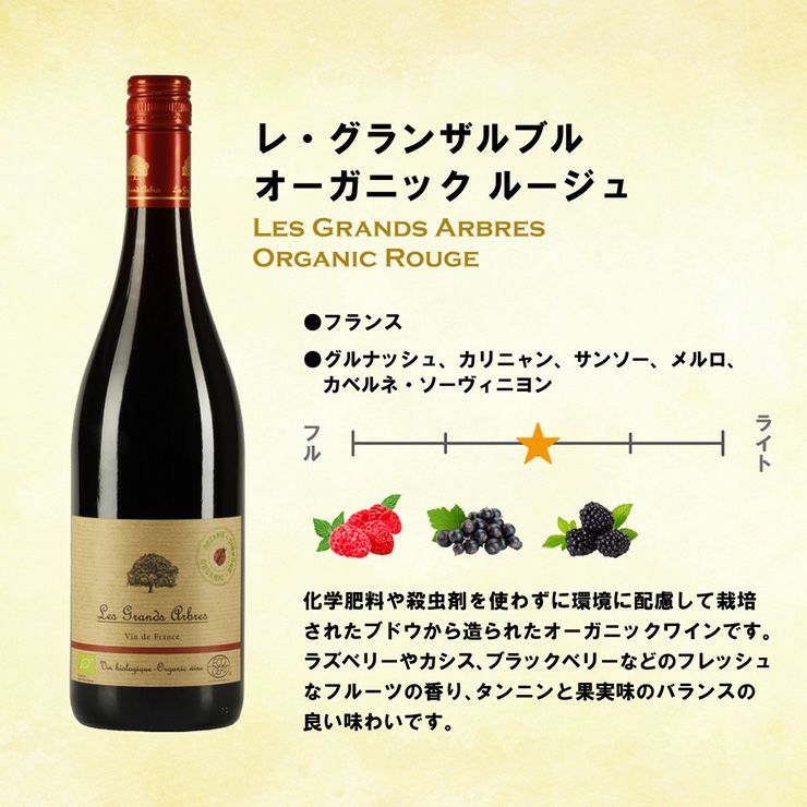 レ・グランザルブル オーガニック ルージュ 750ml 6本