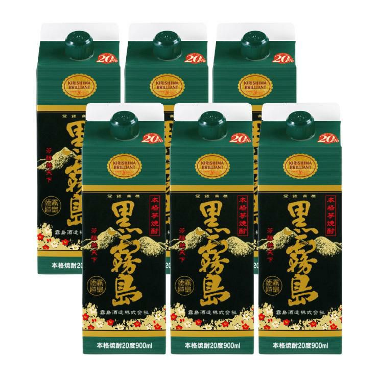 霧島酒造 乙 20度 黒霧島 芋 スリムパック 900ml 6本