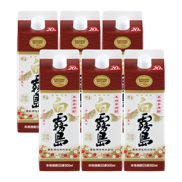 霧島酒造 乙 20度 白霧島 スリムパック 900ml 6本