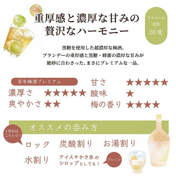 百年梅酒 PREMIUM プレミアム 720ml 6本 明利酒類