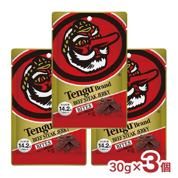 テング ビーフステーキジャーキー バイツ レギュラー 30g 3個
