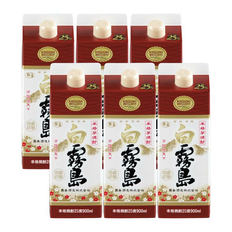 霧島酒造 乙 25度 白霧島 スリムパック 900ml 6本