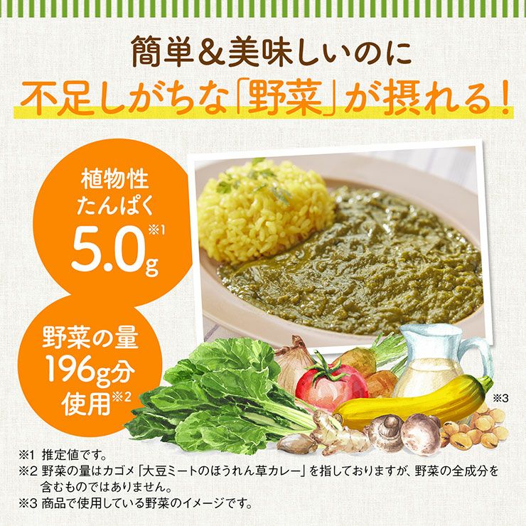 カゴメ 大豆ミートのほうれん草カレー 160g 10袋