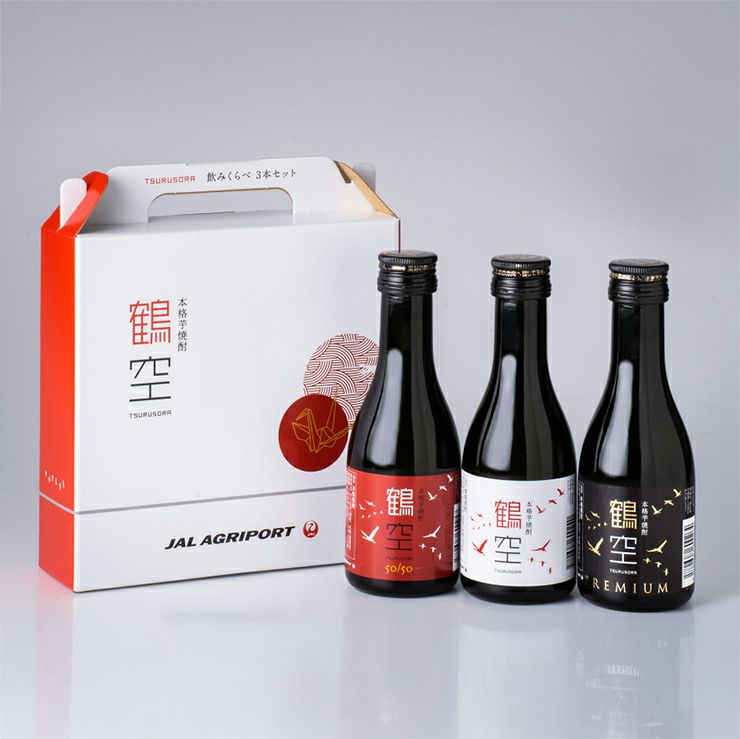 JAL 芋焼酎 鶴空 飲み比べ 180ml 3本セット つるそら 贈答用 ギフト