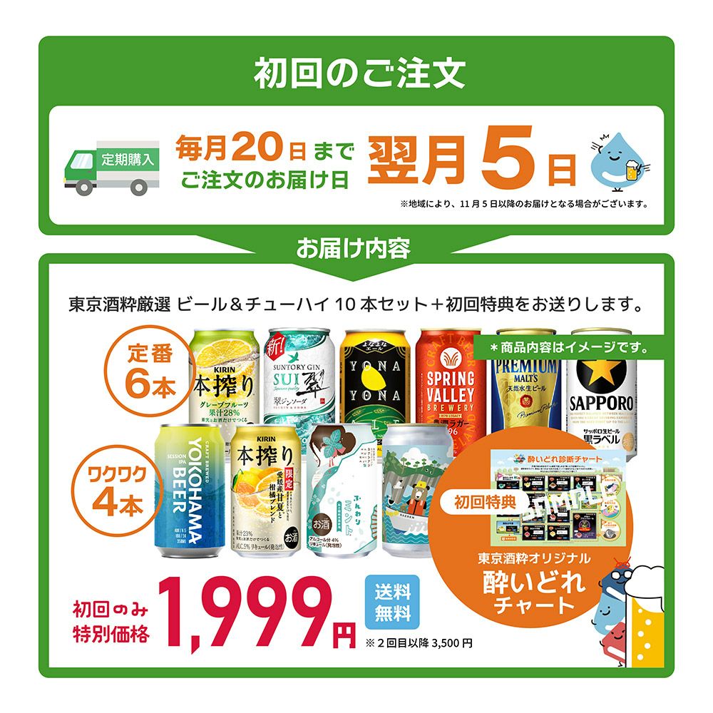 東京酒粋 【カンパイ定期便】 ビール＆チューハイ 350ml 10本セット