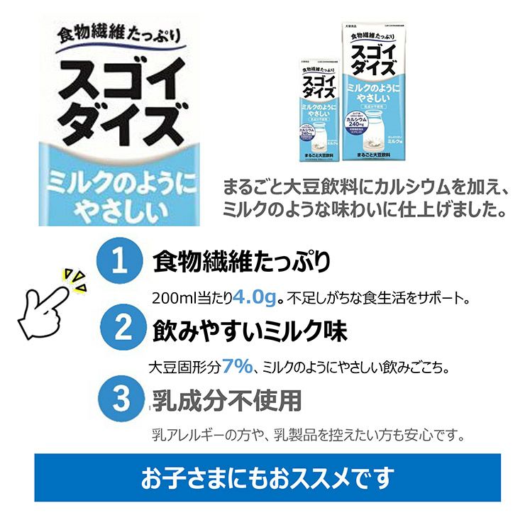 大塚食品 スゴイダイズ ミルクのようにやさしいミルク味 200ml 24本