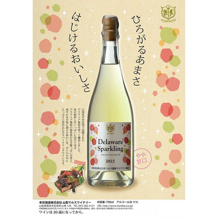 本坊酒造 甲州 デラウェア スパークリング 750ml 6本