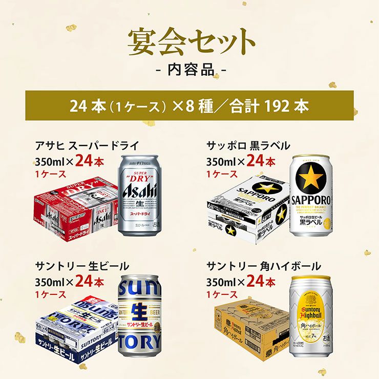 幹事さん応援! 宴会セット 192本 24本×8箱 