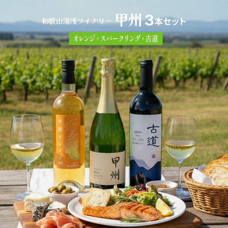 日本ワイン 和歌山湯浅ワイナリー 甲州（オレンジ・スパークリング・古道）