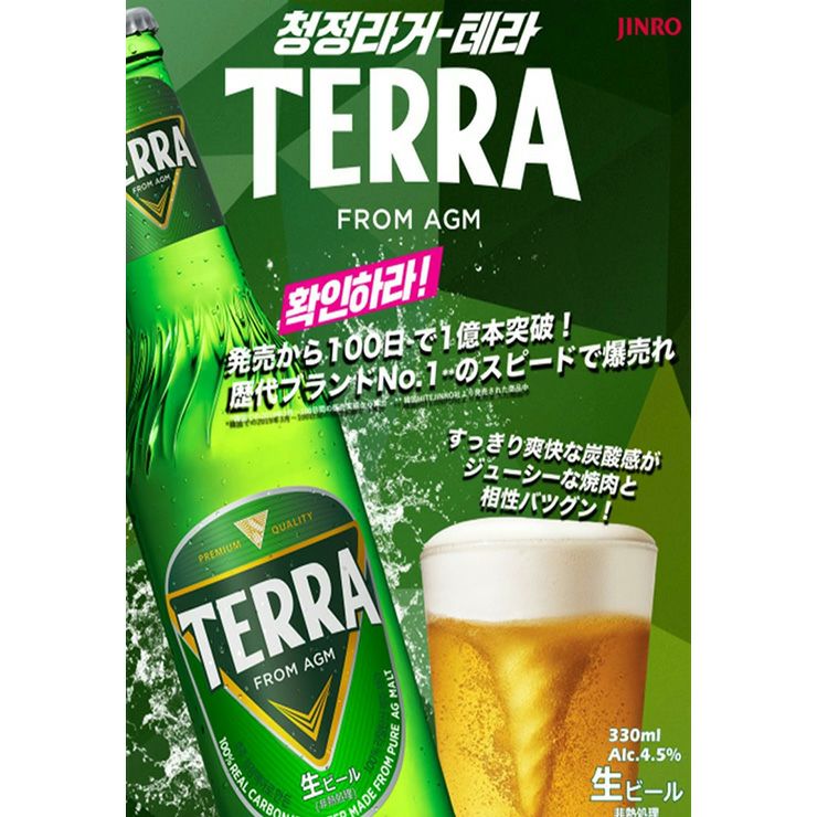 保冷バッグ付 韓国 TERRA テラ ビール 瓶 330ml 24本